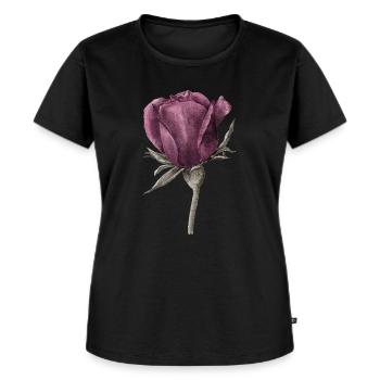 Rose Blume - Frauen Premium Bio T-Shirt - Schwarz - Vorne - Selfina (174cm)