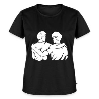 Beste Freunde Arm in Arm Partnerlook - Frauen Premium Bio T-Shirt - Schwarz - Vorne - Selfina (174cm)