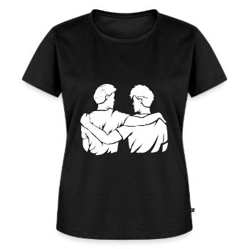 Beste Freunde Arm in Arm Partnerlook - Frauen Premium Bio T-Shirt - Schwarz - Vorne - Selfina (174cm)