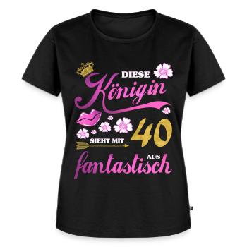 40. Geburtstag Königin Geschenk 40 Jahre - Frauen Premium Bio T-Shirt - Schwarz - Vorne - Selfina (174cm)