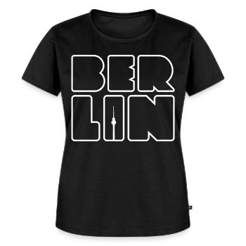 Berlin Souvenir Kreuzberg Hauptstadt Berliner - Frauen Premium Bio T-Shirt - Schwarz - Vorne - Selfina (174cm)