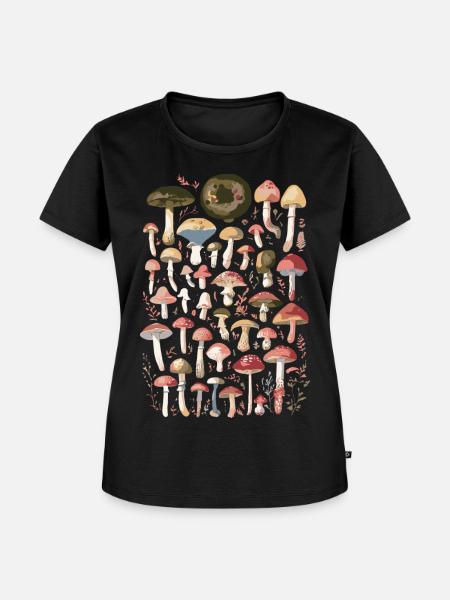 Pilze Waldpilze Pilzsammler - Frauen Premium Bio T-Shirt - Schwarz