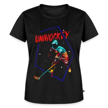 Reflexstarker Floorball Torhüter - Frauen Premium Bio T-Shirt - Schwarz - Vorne - Selfina (174cm)