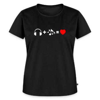 Musik Liebe Headphone Noten Melodie Herz Geschenk - Frauen Premium Bio T-Shirt - Schwarz - Vorne - Selfina (174cm)