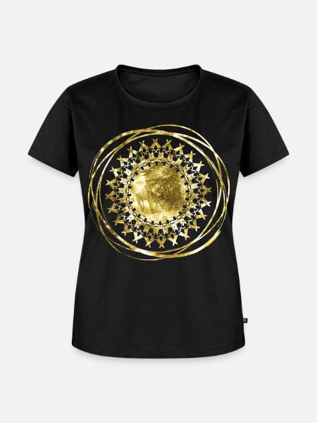 Mandala gold - Frauen Premium Bio T-Shirt - Schwarz