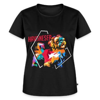 Flauschiger Havaneser Schoßhund - Frauen Premium Bio T-Shirt - Schwarz - Vorne - Selfina (174cm)