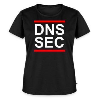 DNS SEC (DNSSEC) im FCK Stil (weiß) - Frauen Premium Bio T-Shirt - Schwarz - Vorne - Selfina (174cm)