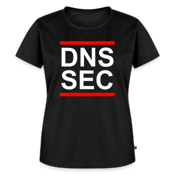 DNS SEC (DNSSEC) im FCK Stil (weiß) - Frauen Premium Bio T-Shirt - Schwarz - Vorne - Selfina (174cm)