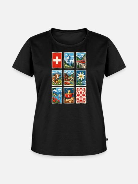 Schweiz Briefmarken - Frauen Premium Bio T-Shirt - Schwarz
