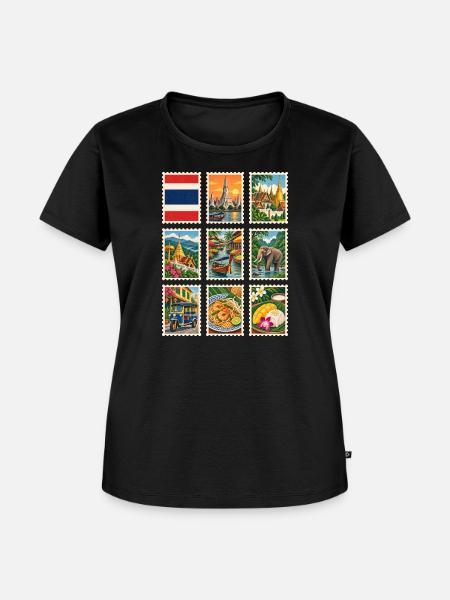 Thailand Briefmarken - Frauen Premium Bio T-Shirt - Schwarz