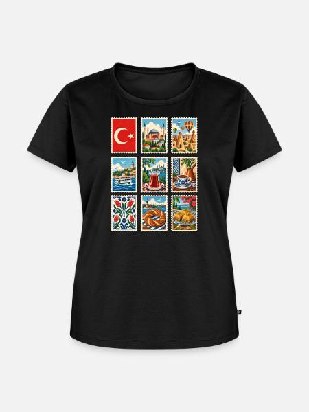 Türkei Briefmarken - Frauen Premium Bio T-Shirt - Schwarz