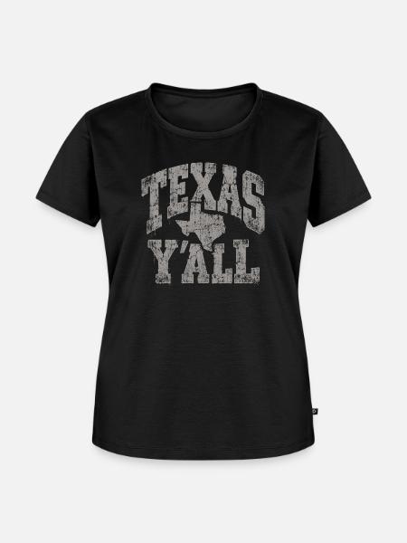 Texas Yall Distressed State Tee - Frauen Premium Bio T-Shirt - Schwarz