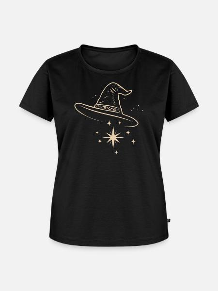 Hexenhut mit Sternen - Magische Hexe - Frauen Premium Bio T-Shirt - Schwarz