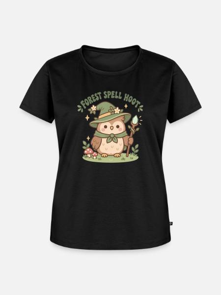 Waldzauber Eulenheld im Zauberwald - Frauen Premium Bio T-Shirt - Schwarz