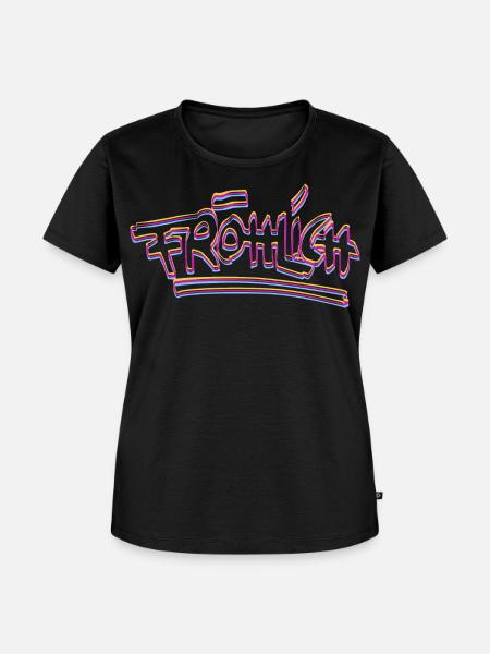 Fröhlich Neon Graffiti - Frauen Premium Bio T-Shirt - Schwarz