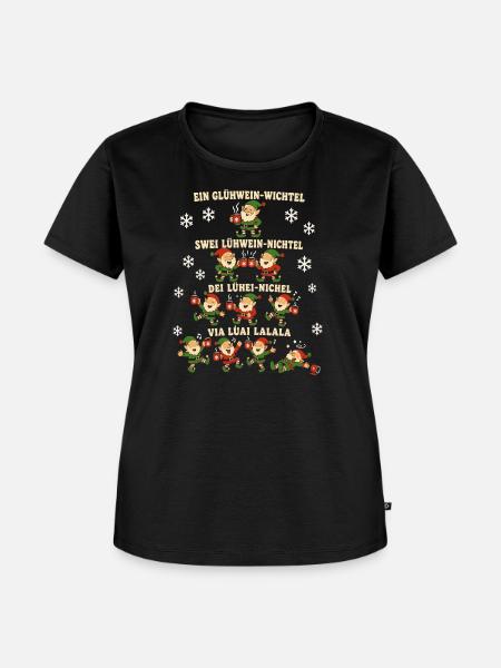 Ein Glühwein Wichtel – Weihnachtsfeier - Frauen Premium Bio T-Shirt - Schwarz
