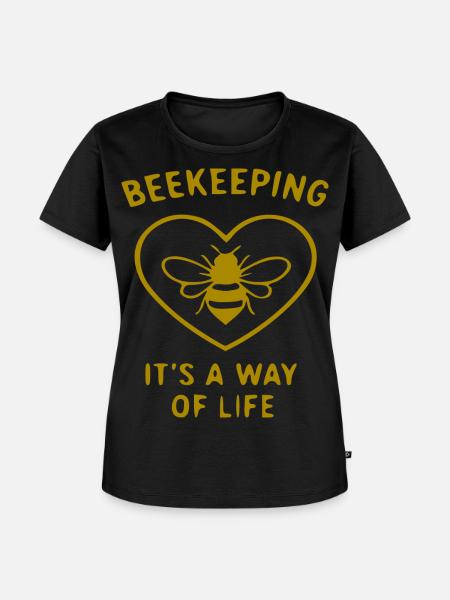 Beekeeping Lebensstil Herz - Frauen Premium Bio T-Shirt - Schwarz