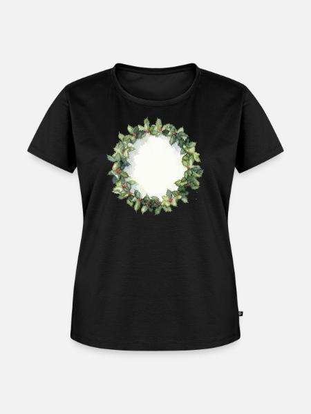 Wasserfarbener Christkranz - Frauen Premium Bio T-Shirt - Schwarz