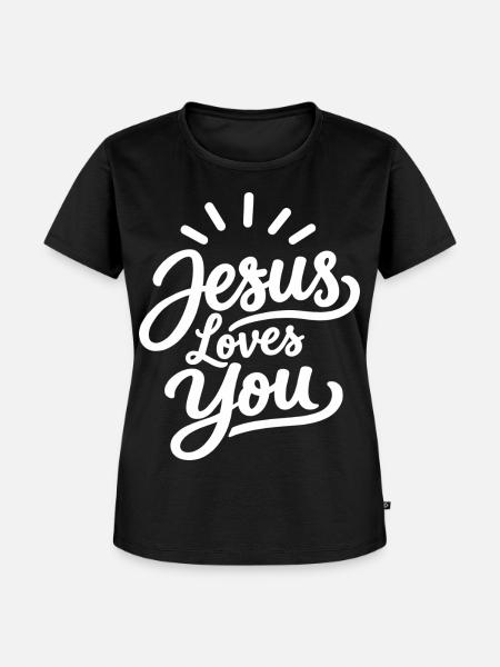 Jesus liebt dich christlicher Glaube - Frauen Premium Bio T-Shirt - Schwarz