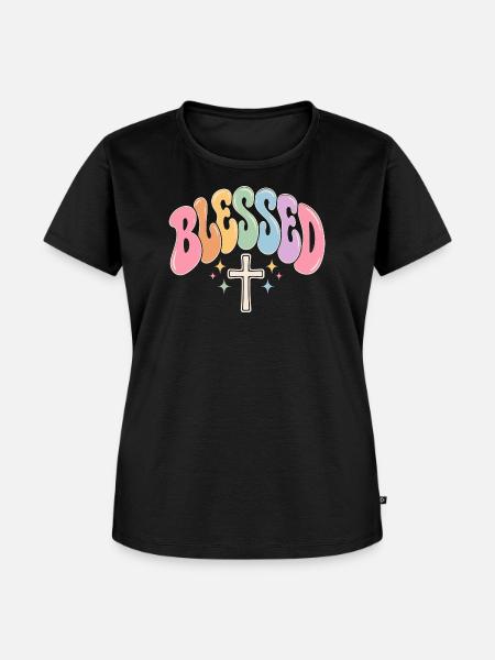 Pastell Kreuz Segensdesign - Frauen Premium Bio T-Shirt - Schwarz