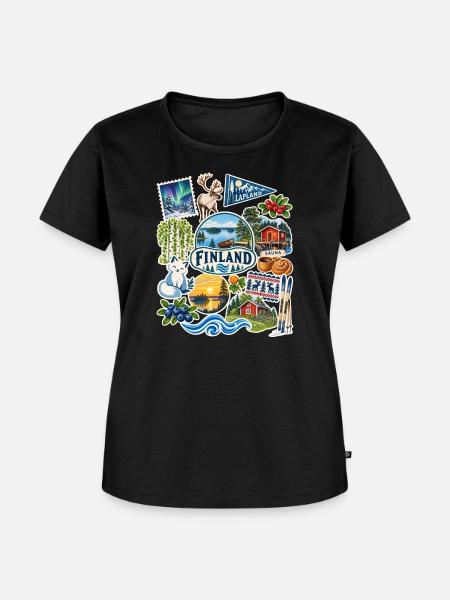 Finnland Reisesticker - Frauen Premium Bio T-Shirt - Schwarz