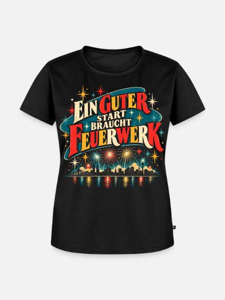 Ein guter Start braucht Feuerwerk - Frauen Premium Bio T-Shirt - Schwarz