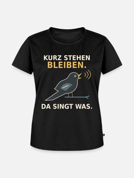Kurz stehen bleiben – Amsel - Frauen Premium Bio T-Shirt - Schwarz