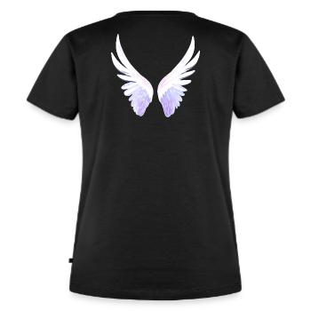 Engelsflügel - Frauen Premium Bio T-Shirt - Schwarz - Hinten - Selfina (174cm)