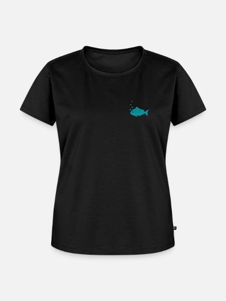 Fisch bestickt - Frauen Premium Bio T-Shirt - Schwarz