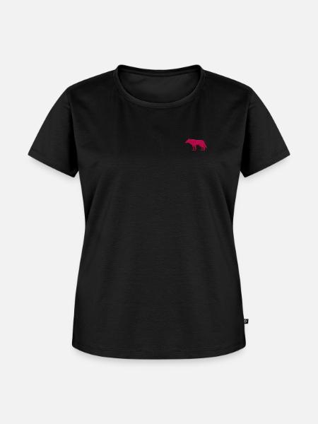 Pinker Wolf bestickt - Frauen Premium Bio T-Shirt - Schwarz