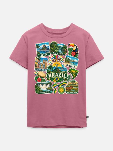 Brasilien Reisesticker - Kinder Premium Bio T-Shirt - Mauve