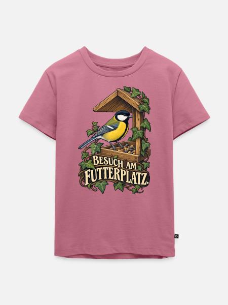 Kohlmeise - Besuch am Futterplatz Vogel - Kinder Premium Bio T-Shirt - Mauve