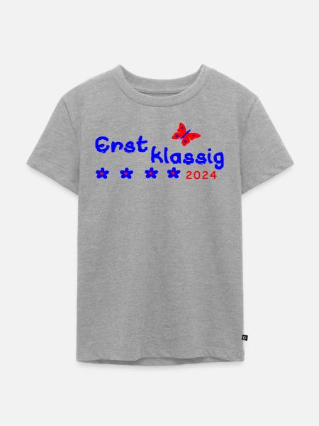 Schulanfang Erstklassig 2024 - Kinder Premium Bio T-Shirt - Grau meliert