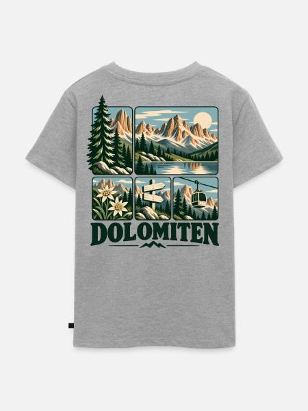 Dolomiten Alpine Adventure - Kinder Premium Bio T-Shirt - Grau meliert