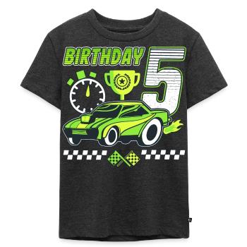 5. Geburtstag Rennwagen 5 Jahre alt Rennfahrer - Kinder Premium Bio T-Shirt - Anthrazit meliert - Vorne - Mikhail (115cm)