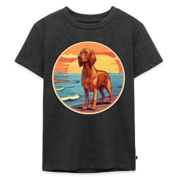 Irischer Setter Hund Rasse Cartoon Kawaii Clipart Hund - Kinder Premium Bio T-Shirt - Anthrazit meliert - Vorne - Mikhail (115cm)