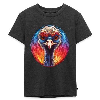 Strauß buntes Aquarell Tier Illustration - Kinder Premium Bio T-Shirt - Anthrazit meliert - Vorne - Mikhail (115cm)
