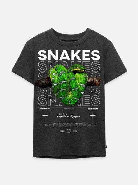 Smaragdbaum-Boa-Schlangenhüter Reptilienhüter - Kinder Premium Bio T-Shirt - Anthrazit meliert