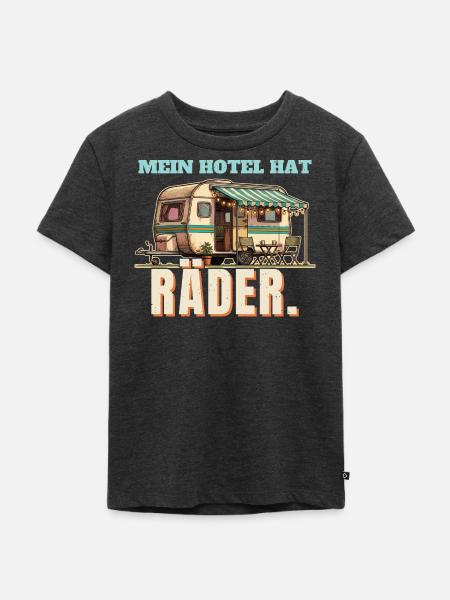Wohnwagen - Hotel mit Rädern - Kinder Premium Bio T-Shirt - Anthrazit meliert