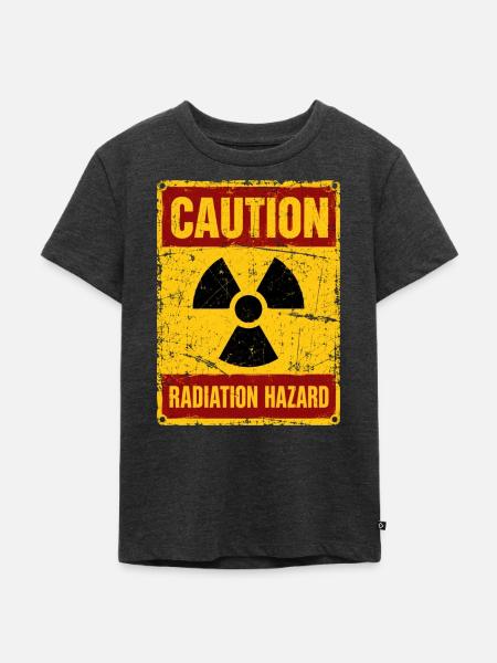 Strahlenwarnschild Radioaktiv - Nuklear - Caution - Kinder Premium Bio T-Shirt - Anthrazit meliert
