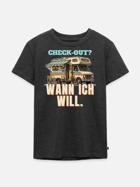 Wohnmobil - Check-out wann ich will - Kinder Premium Bio T-Shirt - Anthrazit meliert
