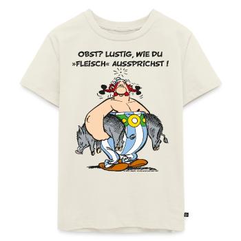 Obelix: Obst? Lustig wie du "Fleisch" aussprichst! - Kinder Premium Bio T-Shirt - Naturweiß - Vorne - AI Model Kid Male (0cm)