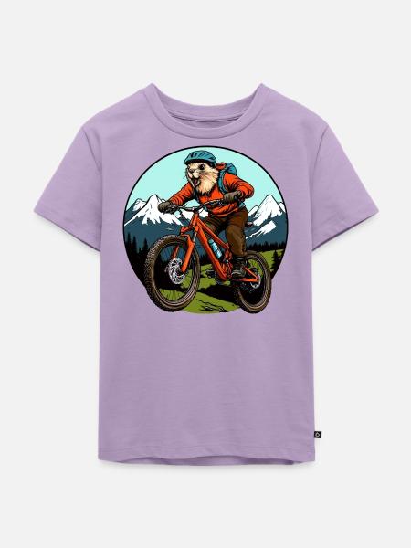 Bike Murmeltier - Kinder Premium Bio T-Shirt - Lavendel