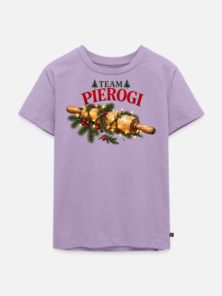 Polnisches Weihnachts-Pierogi-Nudelholzdesign - Kinder Premium Bio T-Shirt - Lavendel