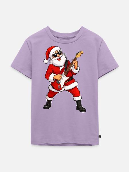 Weihnachts-Rocker Santa - Kinder Premium Bio T-Shirt - Lavendel