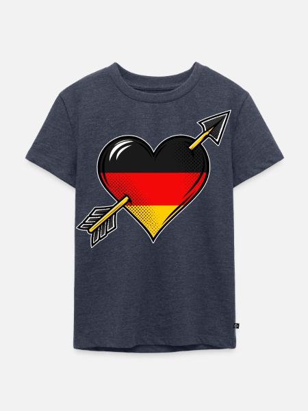 Deutschland Flagge Herz mit Pfeil - Kinder Premium Bio T-Shirt - Jeansblau