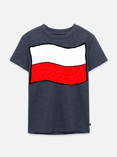 Handgezeichnete polnische Flagge - Kinder Premium Bio T-Shirt - Jeansblau 