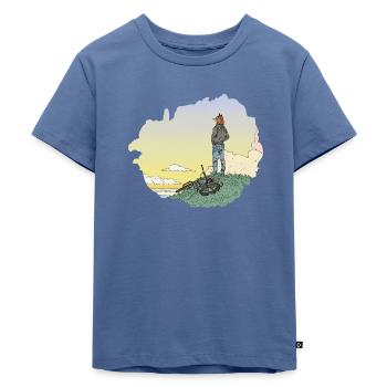Der abenteuerlustige Fuchs – Horizon & Vélo - Kinder Premium Bio T-Shirt - Taubenblau - Vorne - Mikhail (115cm)