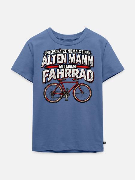 Alten Mann mit Fahrrad Warnung - Kinder Premium Bio T-Shirt - Taubenblau