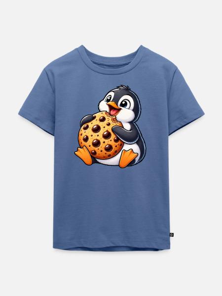 Pinguin Keks süße Cartoon Freude - Kinder Premium Bio T-Shirt - Taubenblau